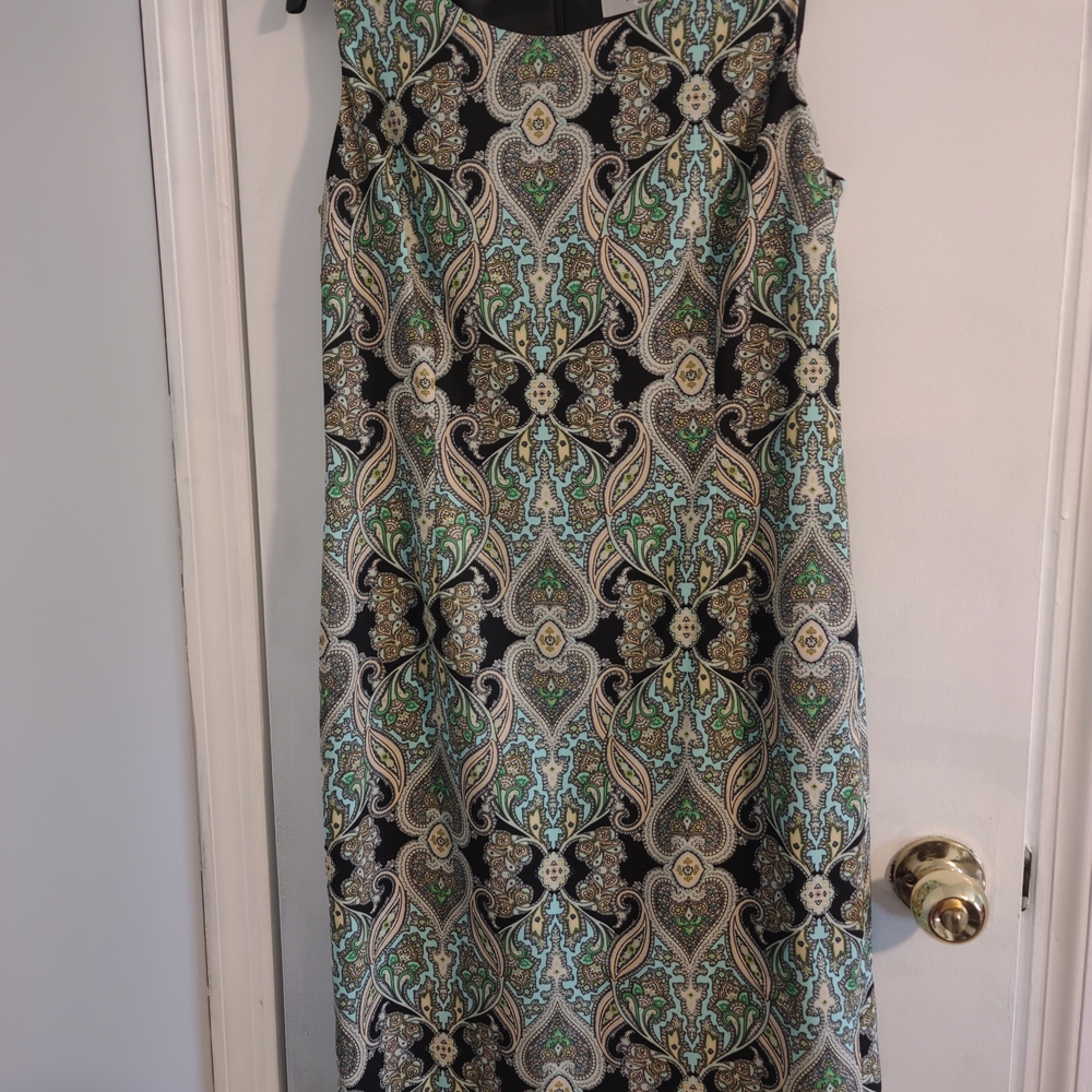 Kasper Paisley Maxi Dress in Black, Teal & Cream